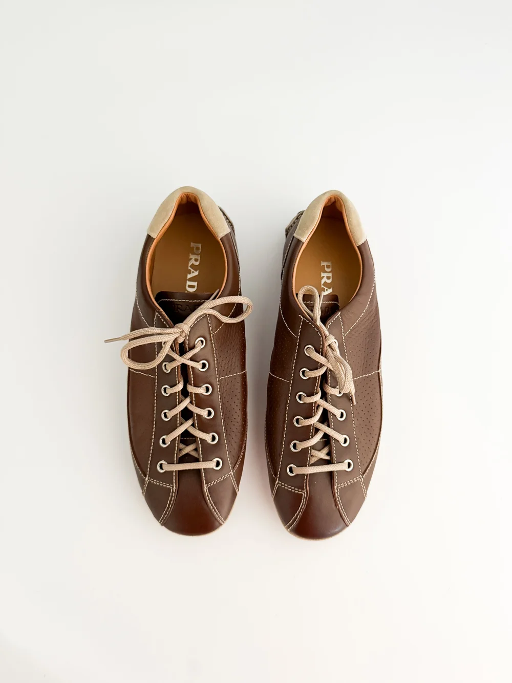 Prada Vintage Brown Leather Sneakers (US 11) — sororité.